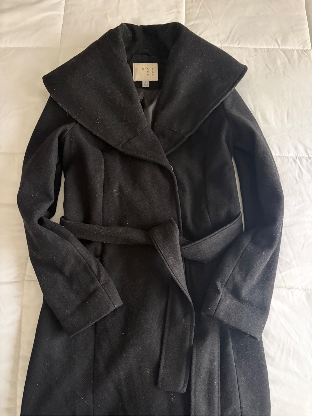 A New Day Black Belted Wrap Coat